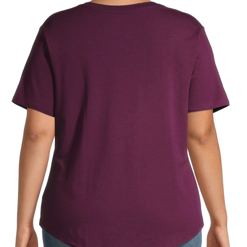 Terra & Sky Short Sleeve Ringer Solid Print T-Shirt Purple Oxford Size 4X  NWT - Picture 3 of 4